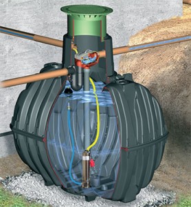 A cutaway view of a 1700 gallon in-ground collection system